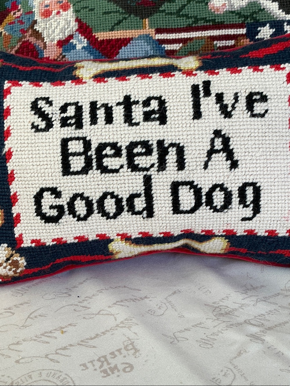 Holiday 'Santa I've Been A Good Dog' Decorative Dog Pillow - Red/White